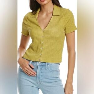 Madewell Mustard Button-Up Blouse with Collar